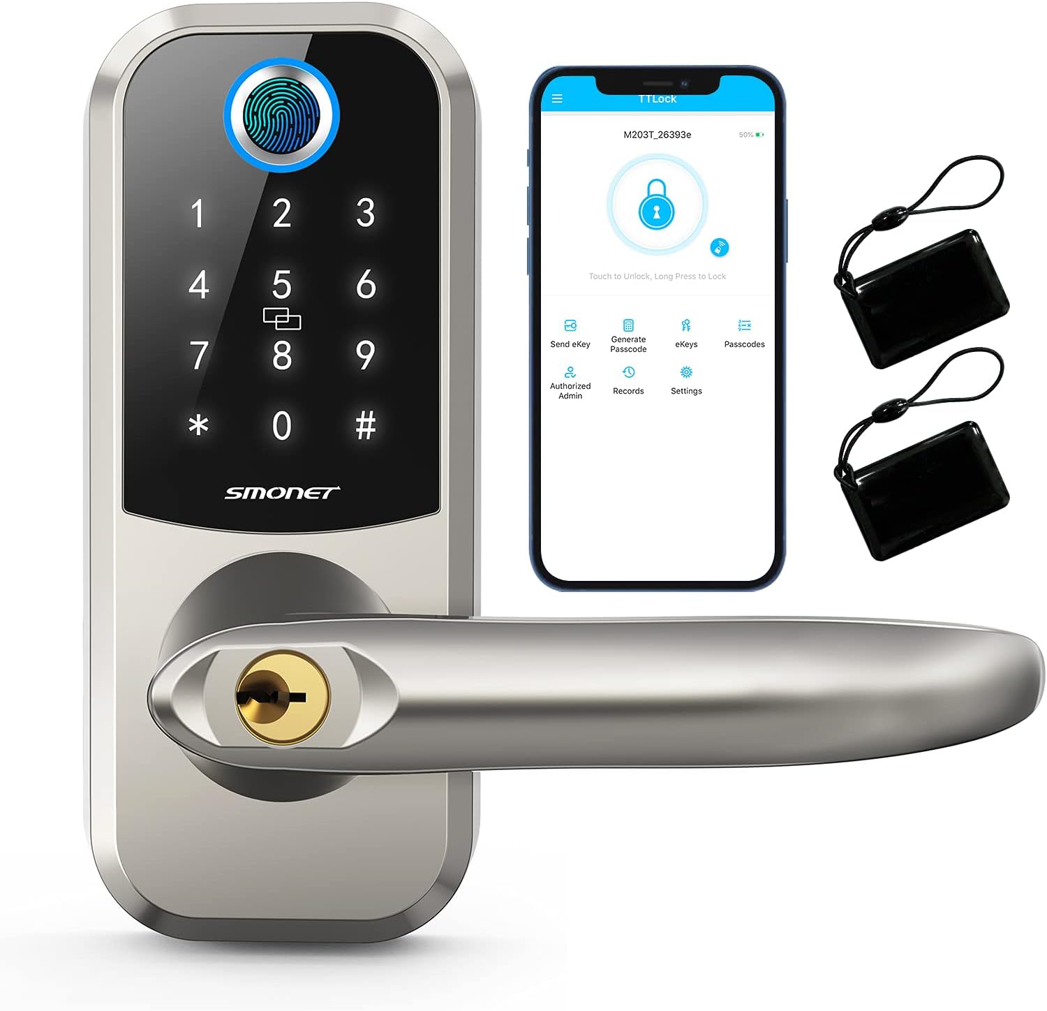 Smart Lock 5-in-1 Keyless Entry Fingerprint Door Lock with Reversible Handle X4788