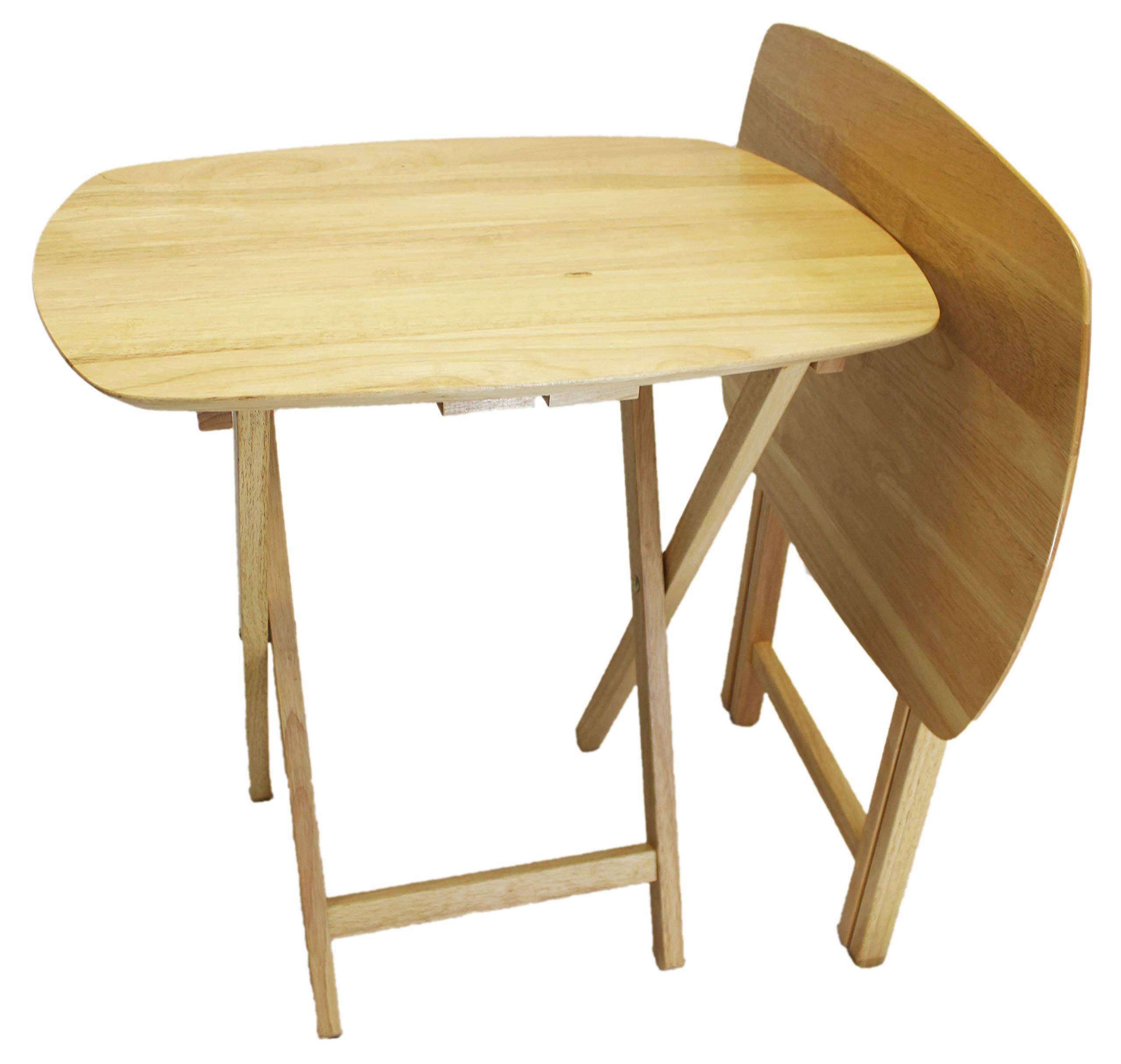 Oversized Folding TV Tray Table Set of 2, Hard Wood L617812