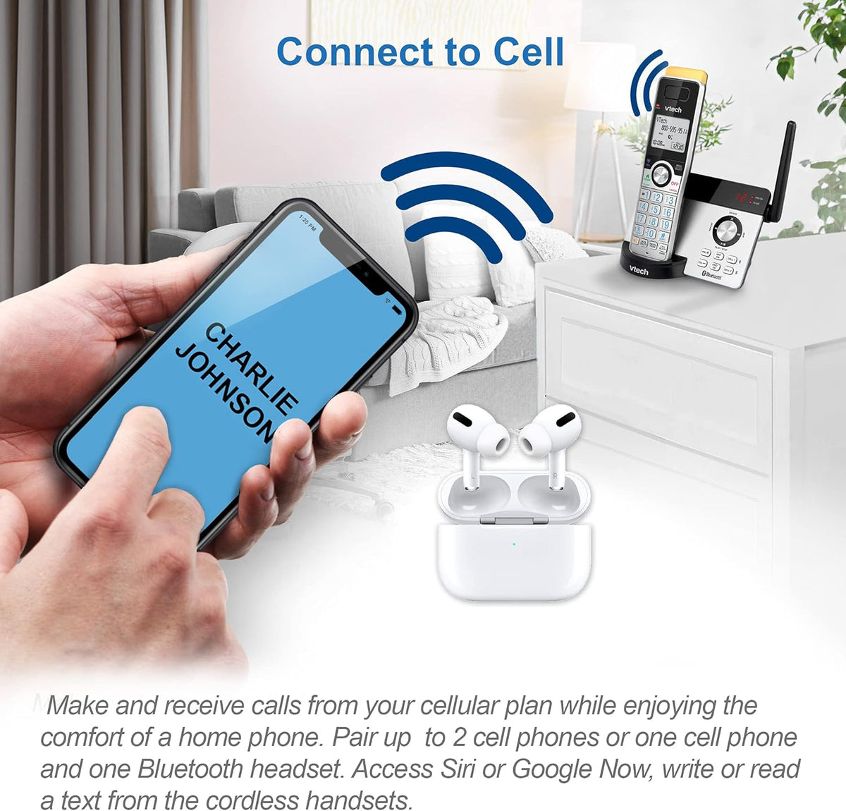 2 Handset Cordless Phone with Answering Machine J5503
