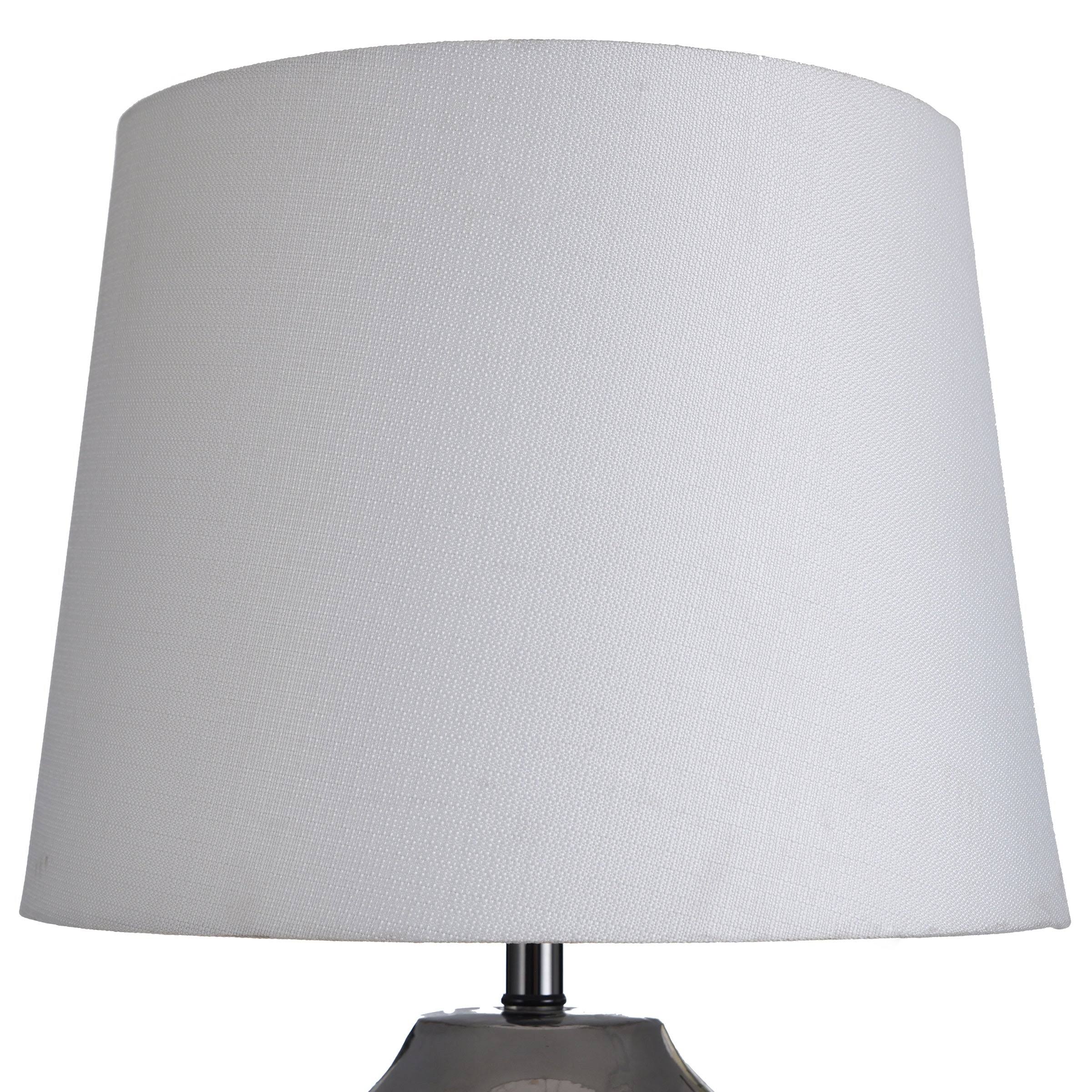 Silver Ceramic Column Table Lamp with Black Nickel Base J89559