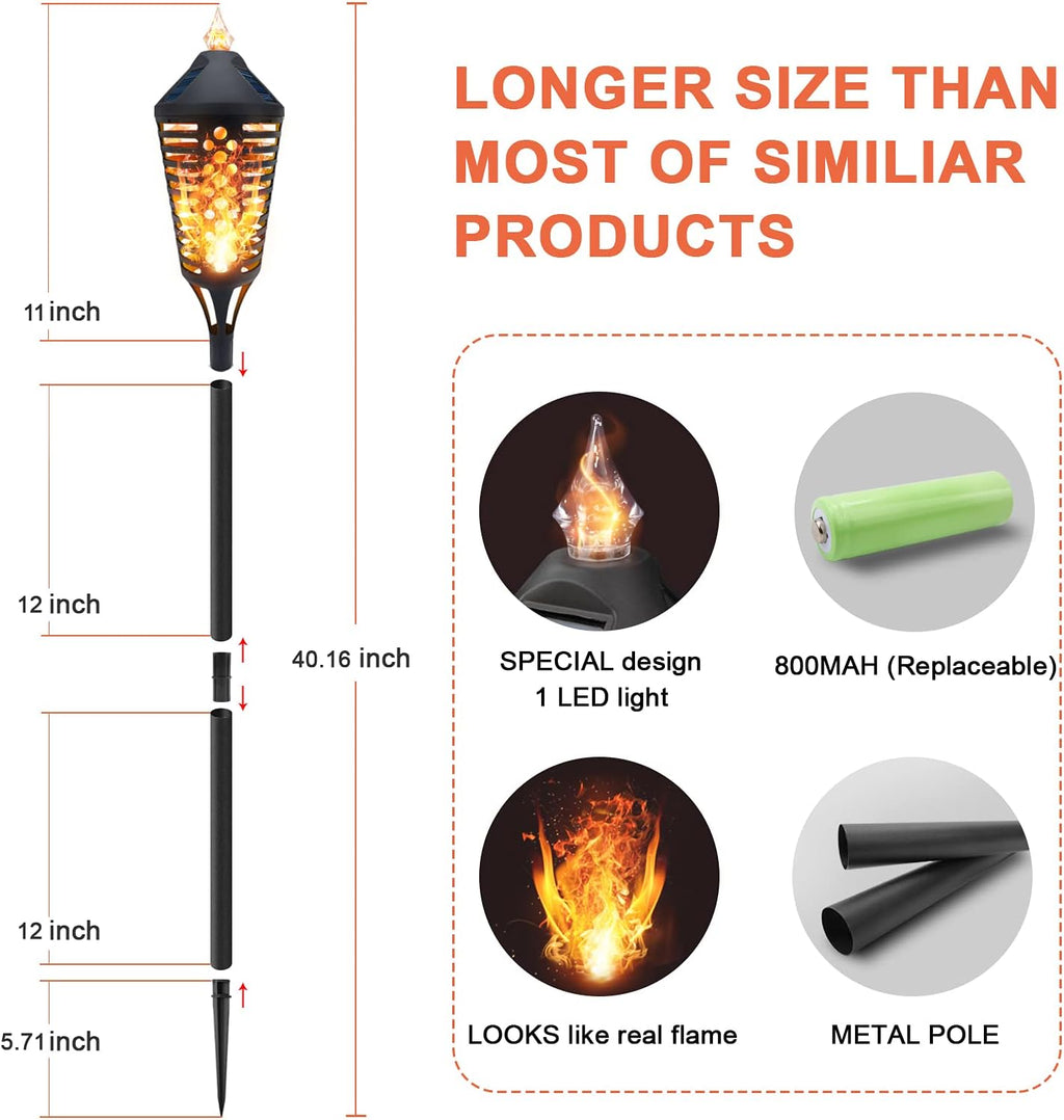 4 Pack 40.16 inch Solar Torch Lights with Flickering Flame Q5475