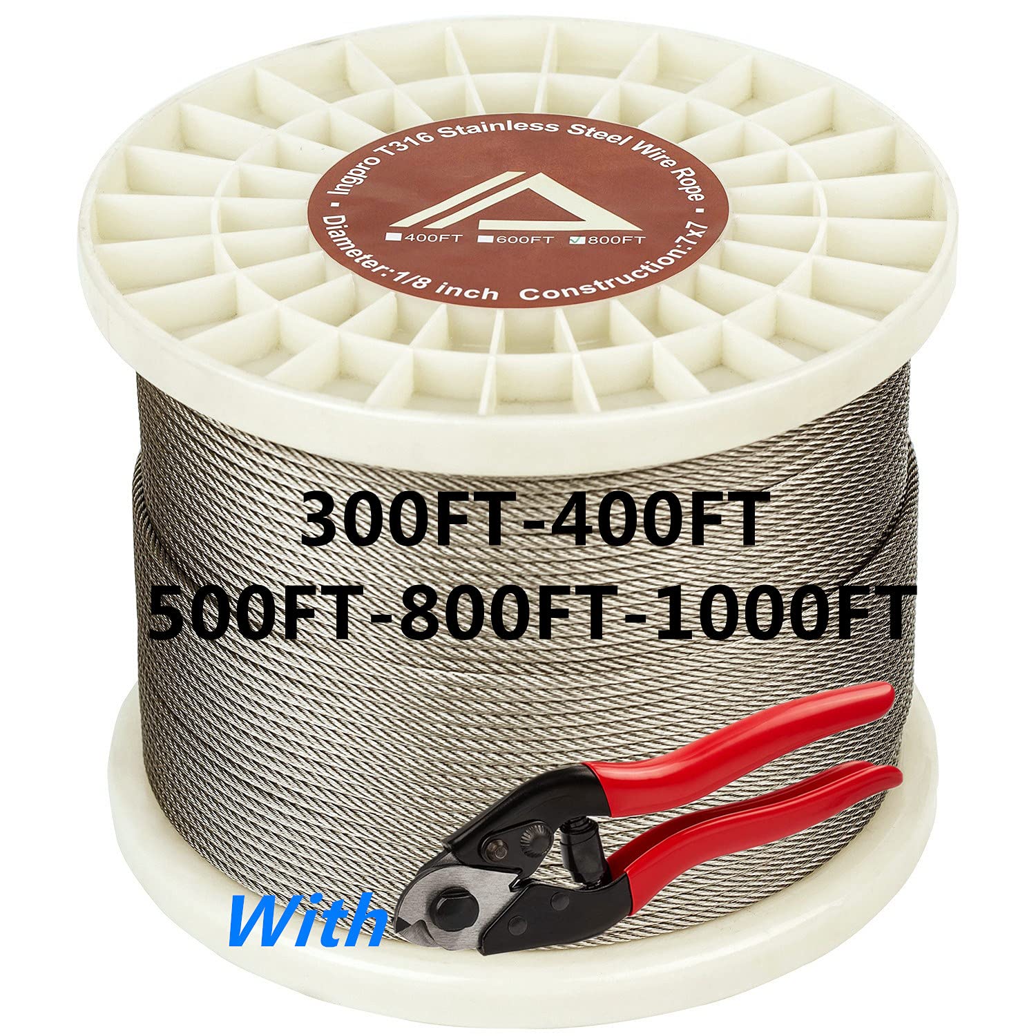 Stainless Steel Cable Wire Rope 7x7 400FT P33320