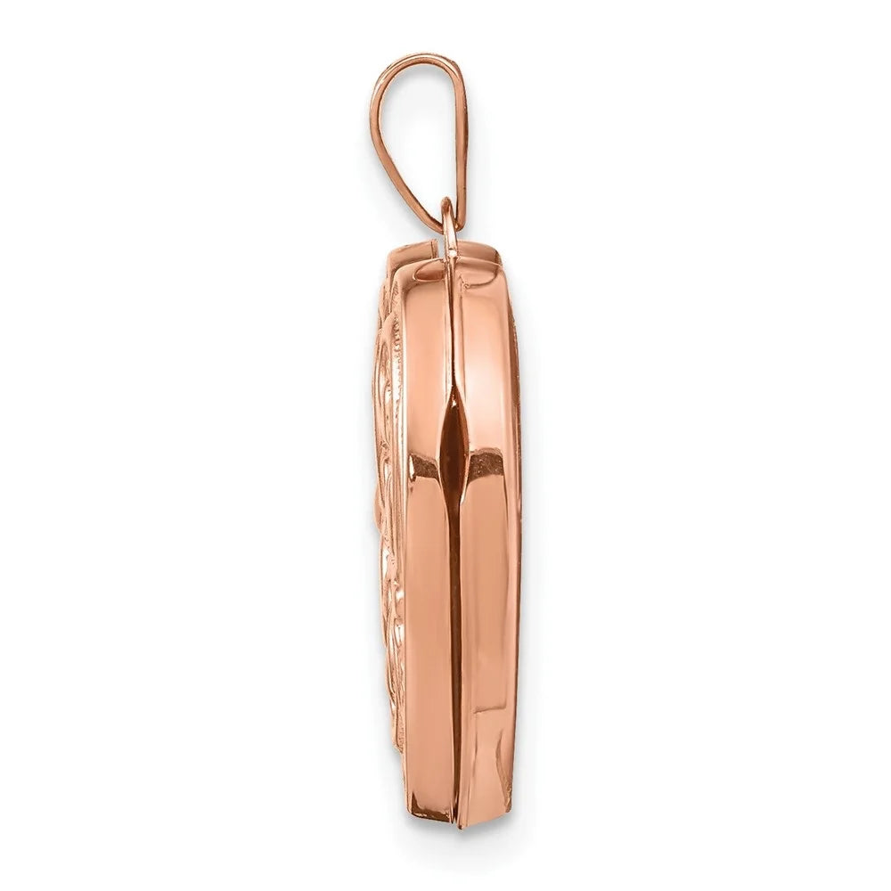14K Rose Gold Heart Locket Pendant Y6331