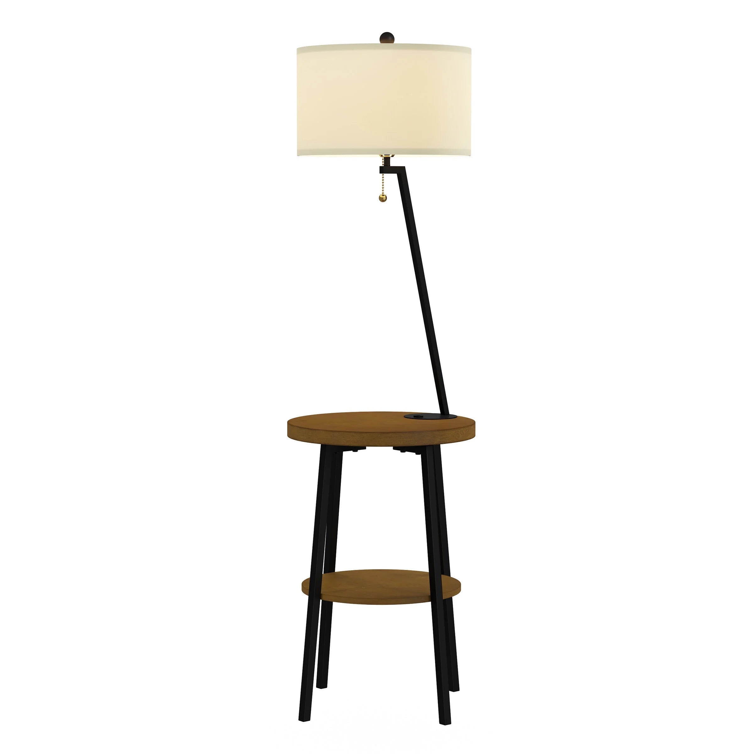 58-inch Floor Lamp with Table and USB Charging Port with Drum Shade K521961