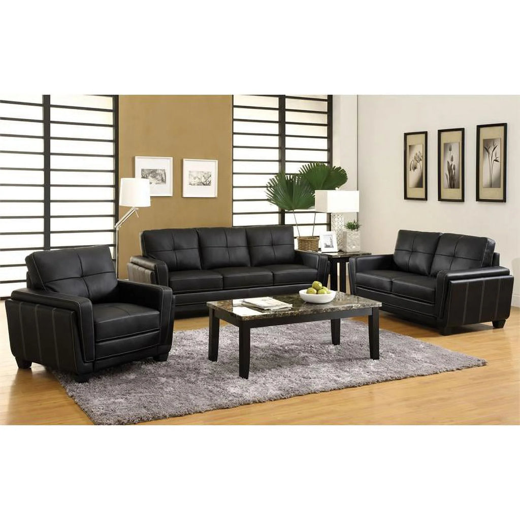 Black Faux Leather 2-Piece Sofa and Loveseat Set L562012