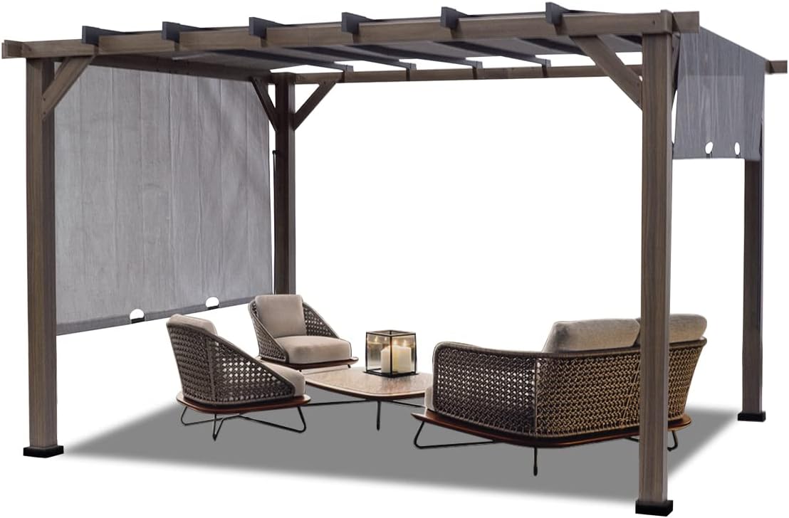 10'x10' Pergola Patio Gazebo Canopy Outdoor UV Resistant Heavy Duty O678