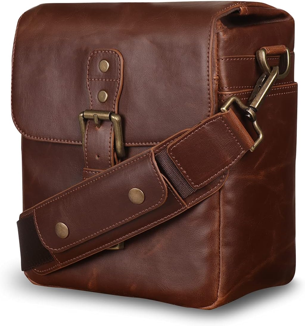 Light Brown Leather Camera Messenger Bag F518803