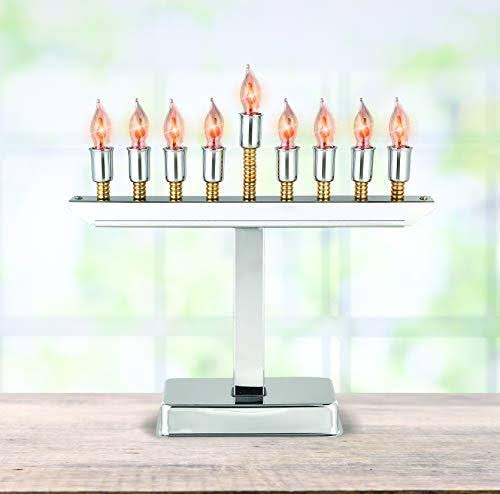 Chrome Plated Electric Menorah with Gold Accents G824501