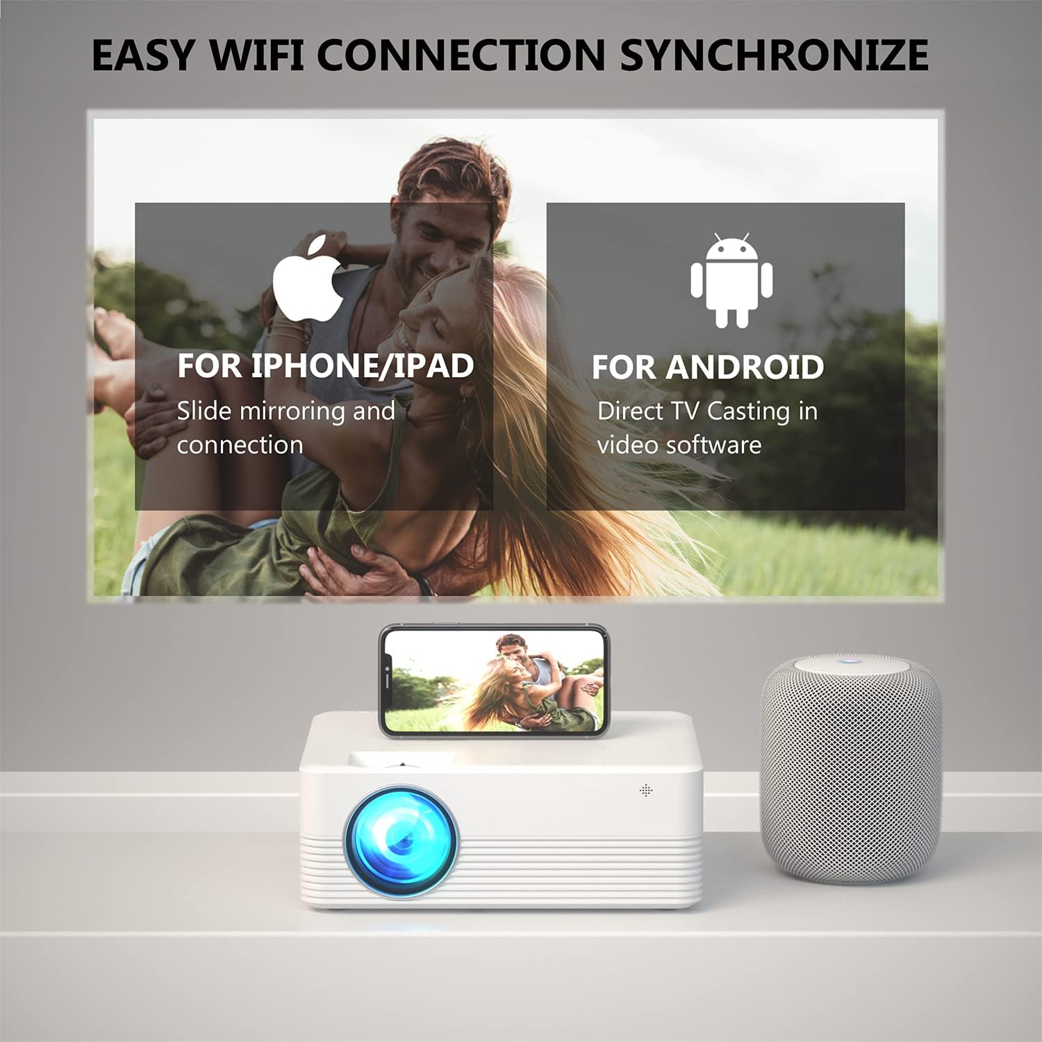 1080P 6000 Lumens Bluetooth WiFi Smart Projector N56643