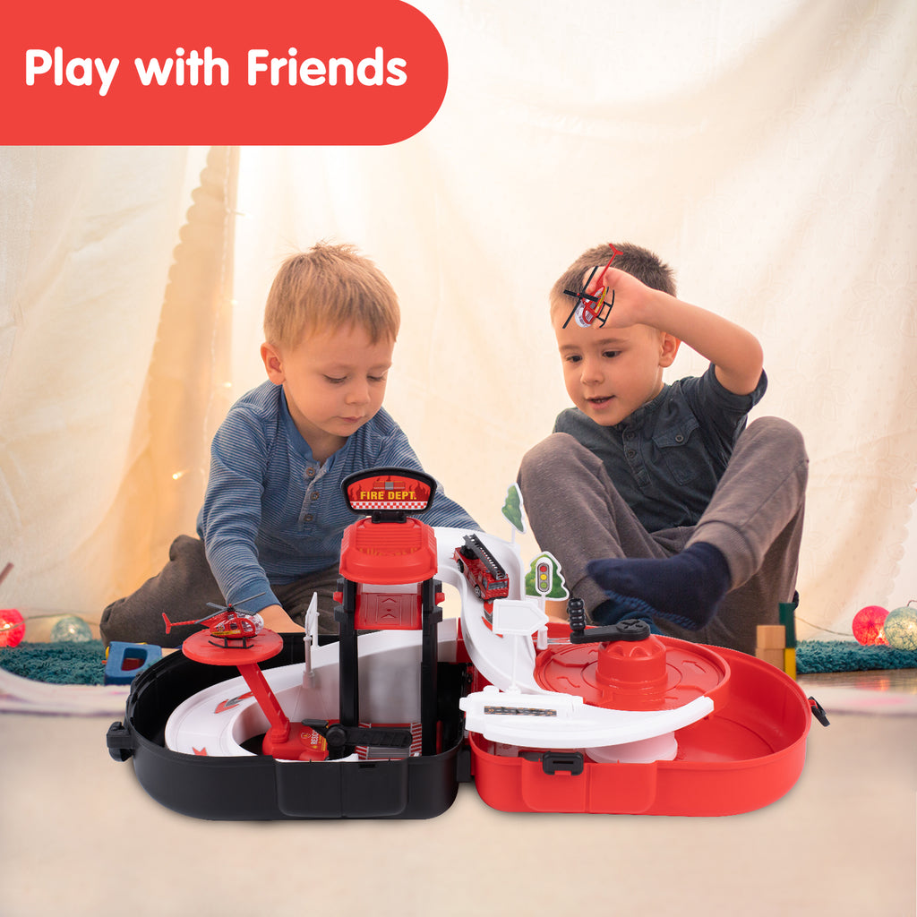 Toy Car Ramp Track Climbing Hills Construction Play Set with Backpack V819