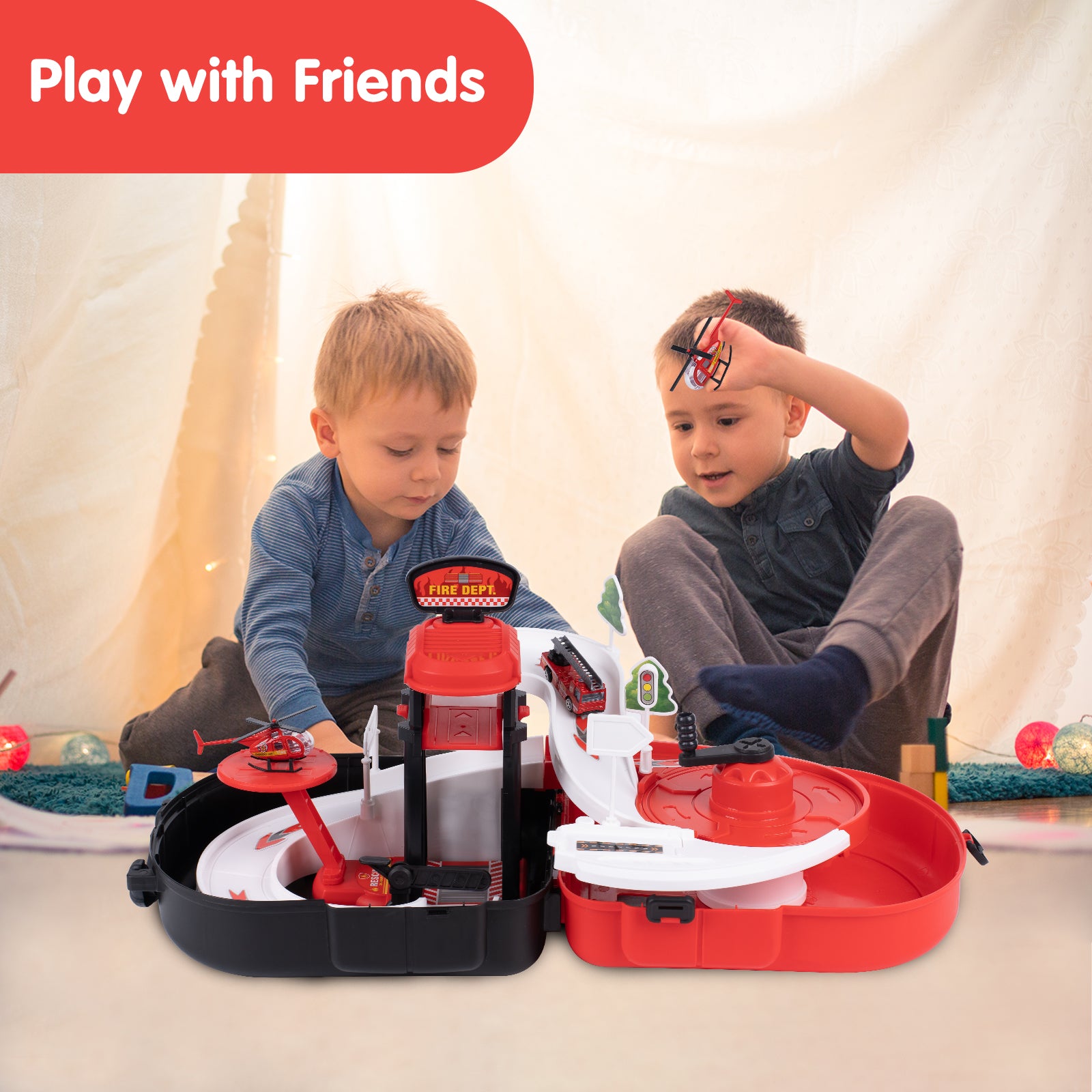 Toy Car Ramp Track Climbing Hills Construction Play Set with Backpack V819
