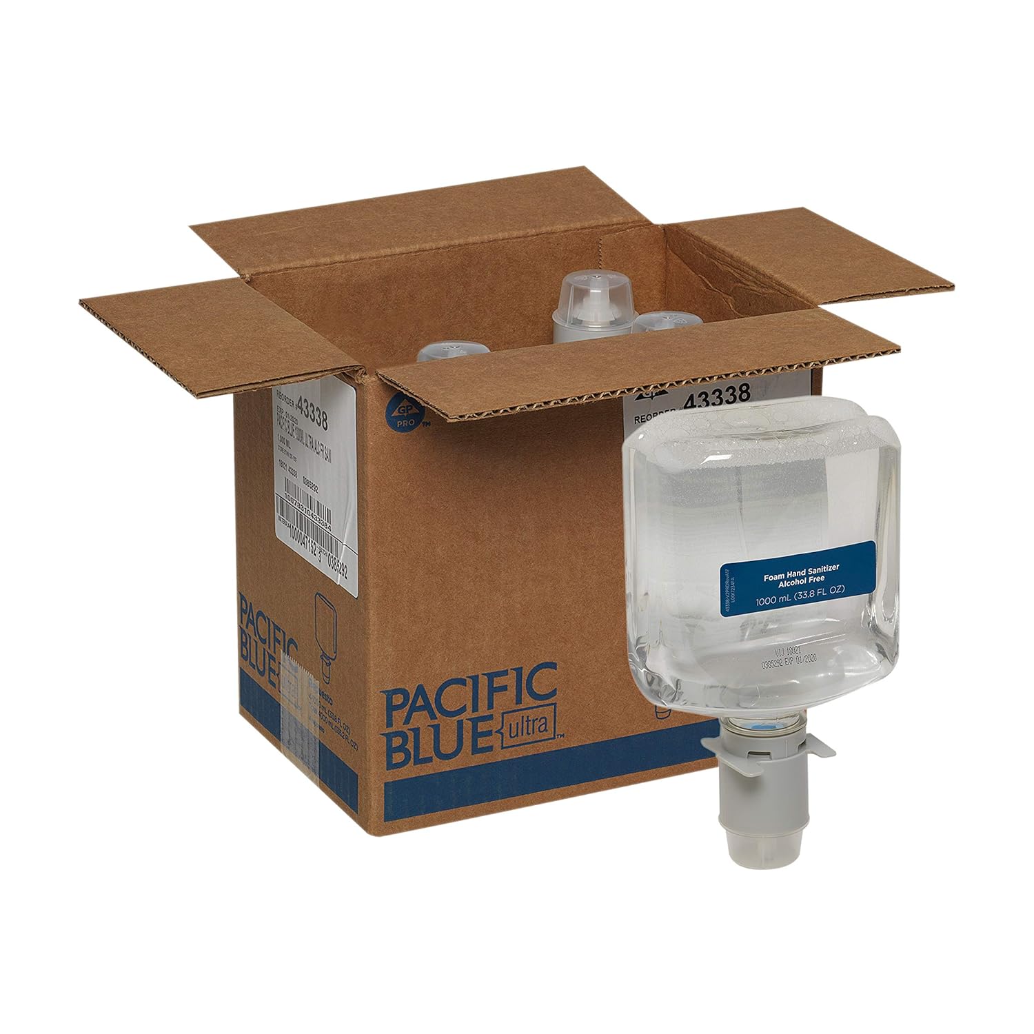 Pacific Blue Ultra Gentle Foam Hand Soap Refills, Dye and Fragrance Free, 1,200 mL, 4 Bottles, Pack of 2 C3507