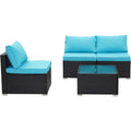 Blue Rattan Patio Sofa Sectional Set W939