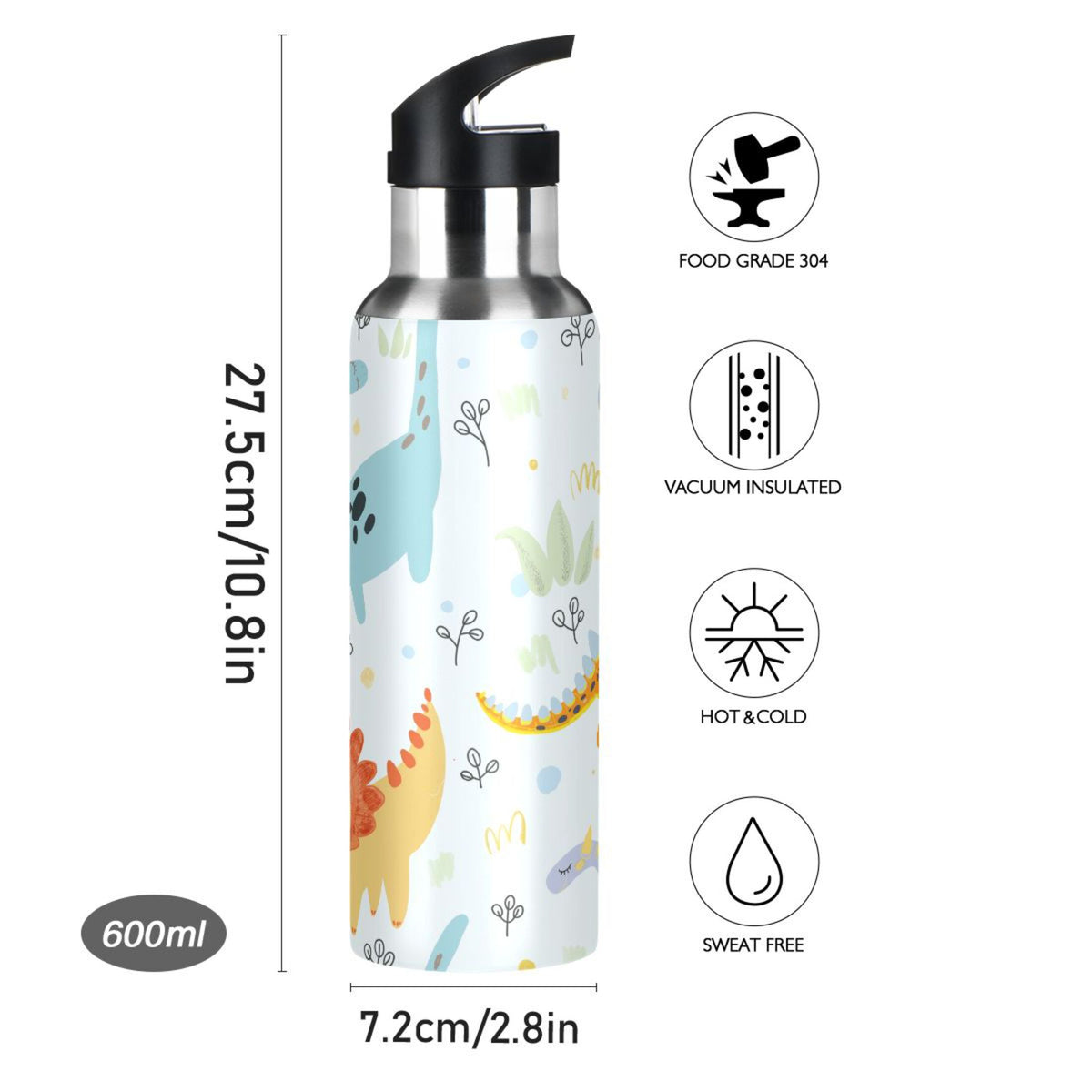 Stainless Steel Insulated Water Bottle with Straw Lid C8504
