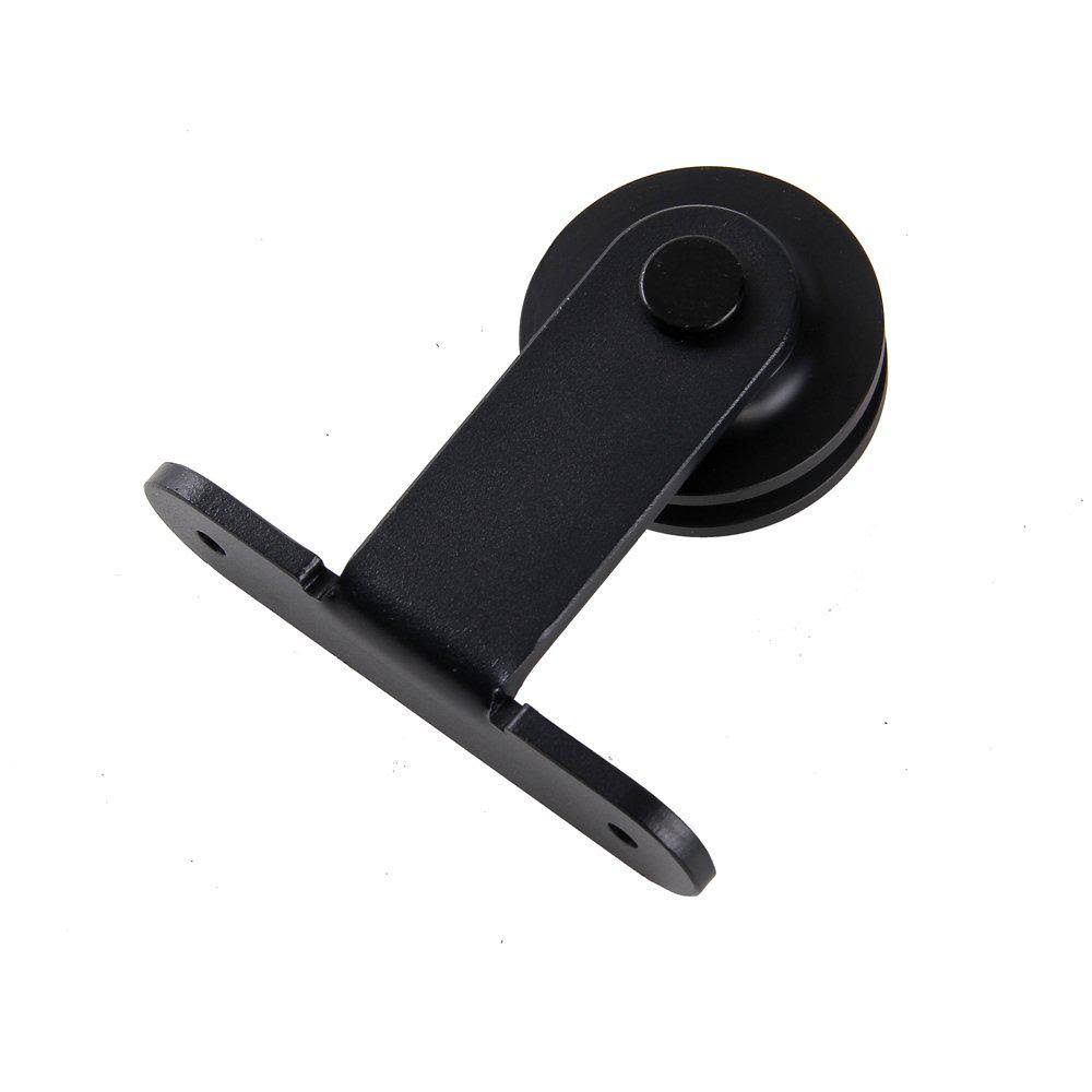 10 ft. Top Mount Sliding Barn Door Hardware Track Kit with Frosted Black Floor Guide B720810