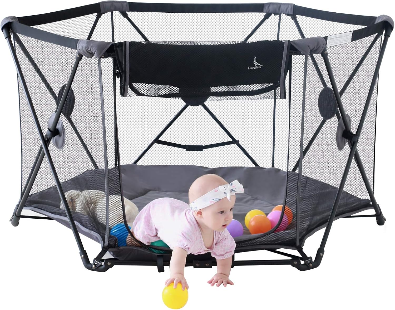 Portable Playpen with Padded Floor and Carrying Bag, Blue U82053