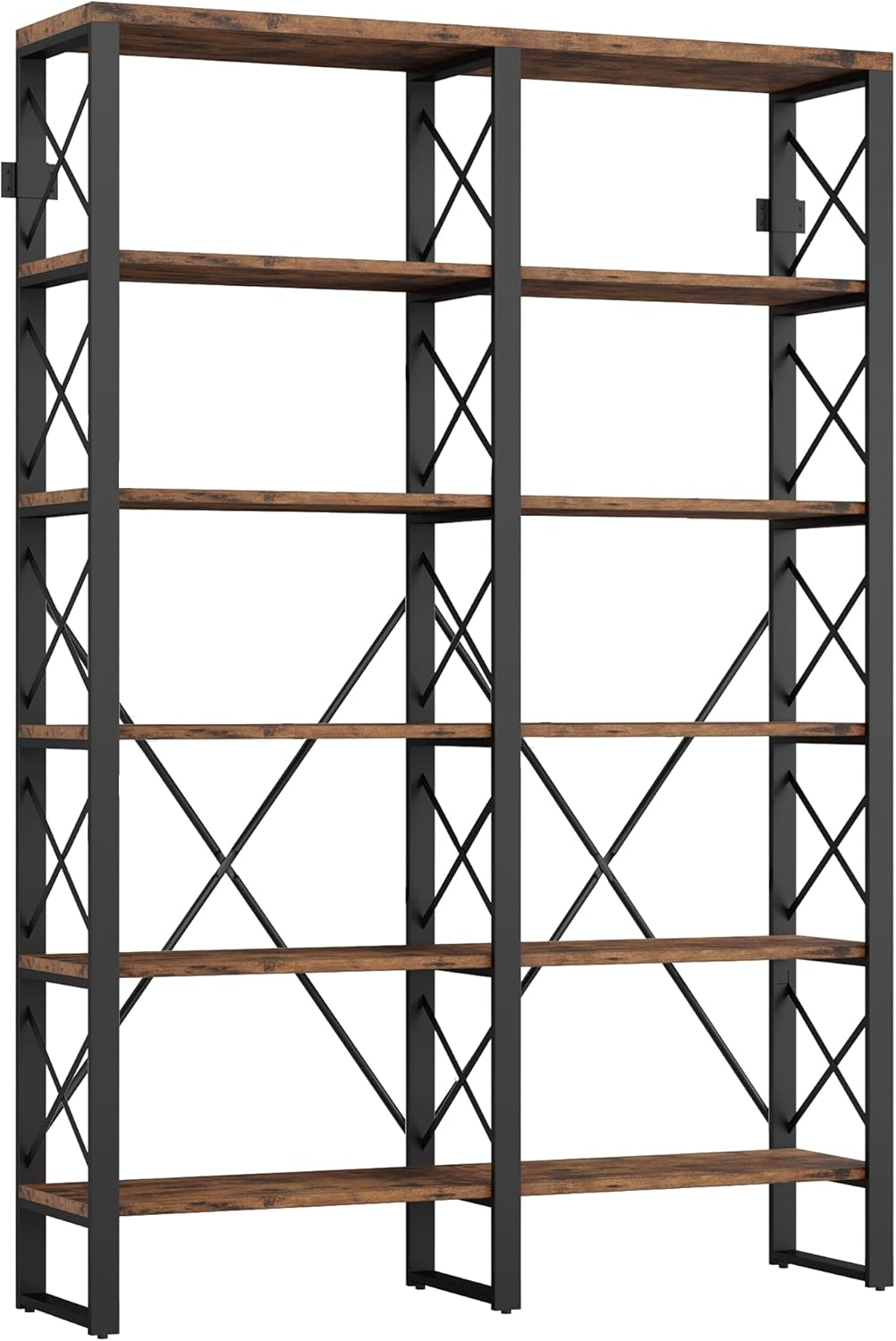 6-Tier Open Wood and Metal Bookshelf S7619