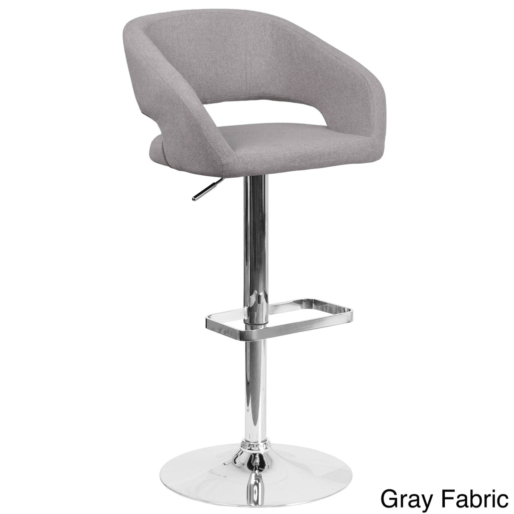 Chrome Base Adjustable Height Bar Stool (Grey Fabric) I5407