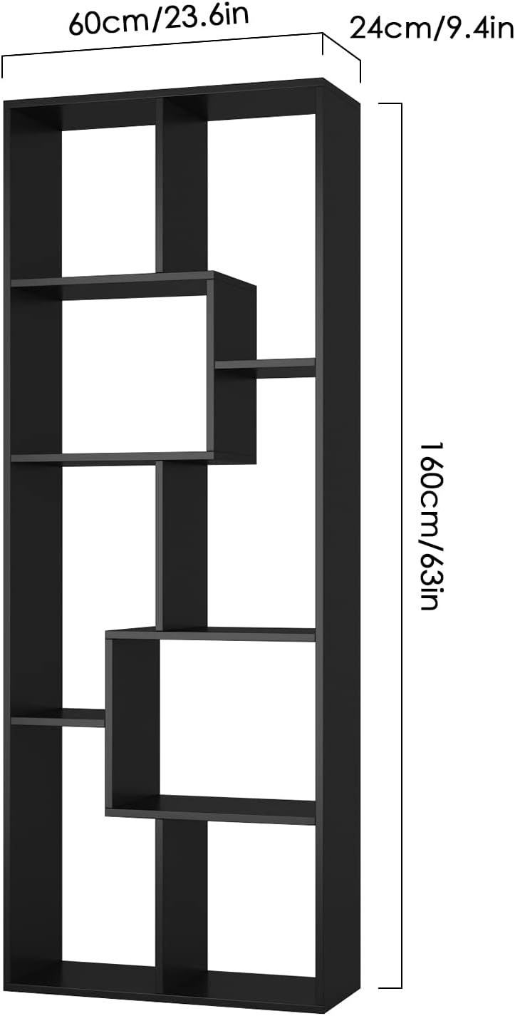 Black 8 Tier Bookcase Bookshelf TV Stand Z972967