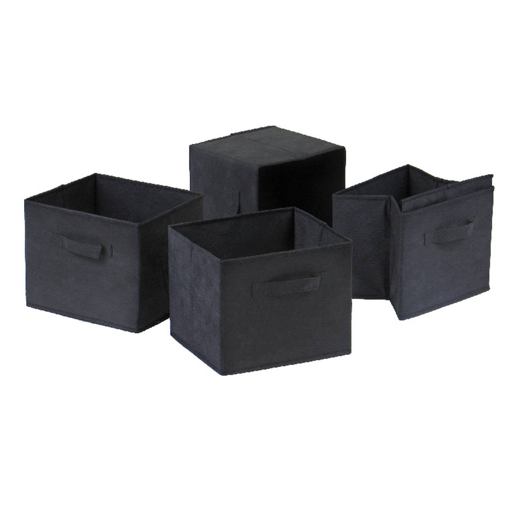 2-Section Storage Shelf with 4 Black Fabric Baskets A293