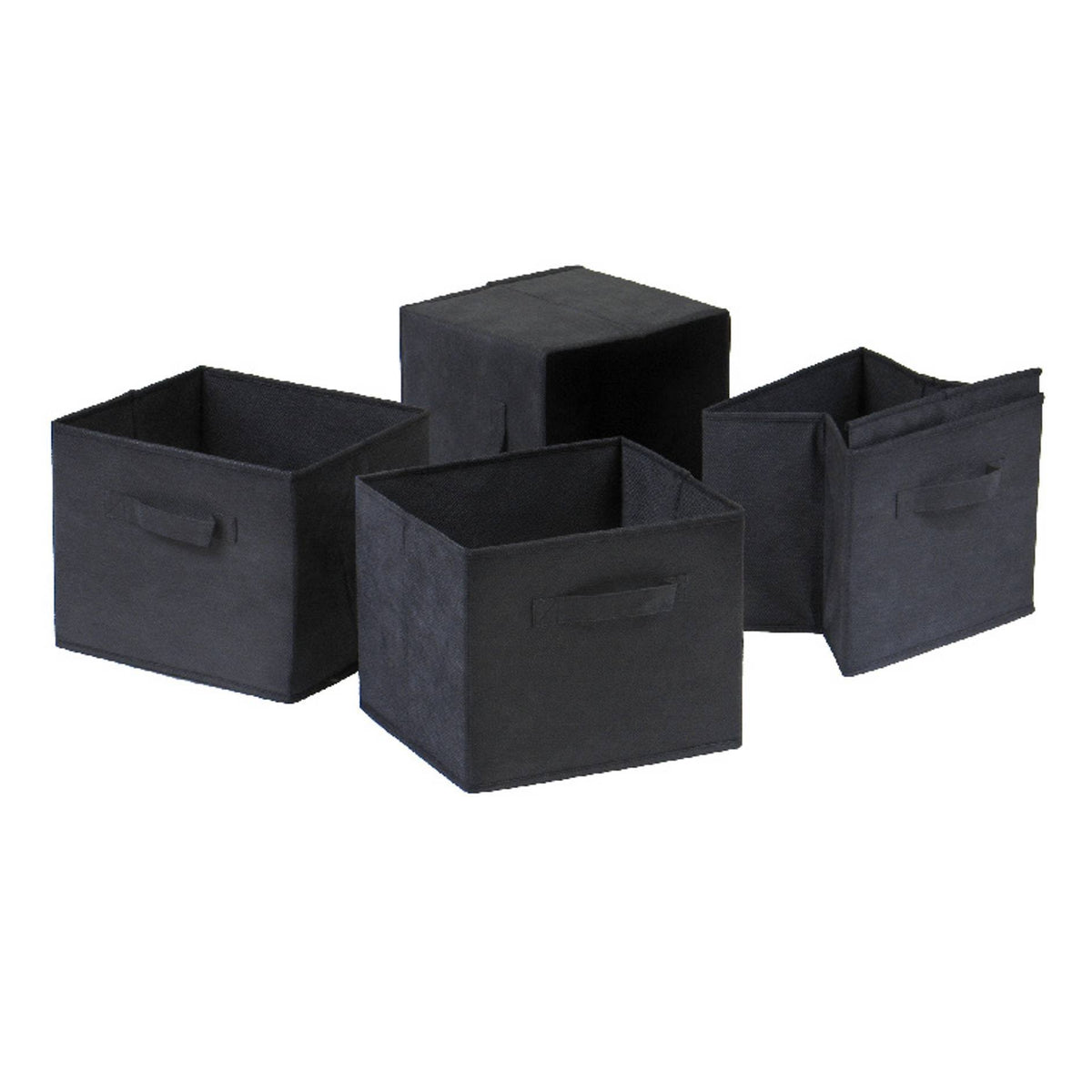 2-Section Storage Shelf with 4 Black Fabric Baskets A293