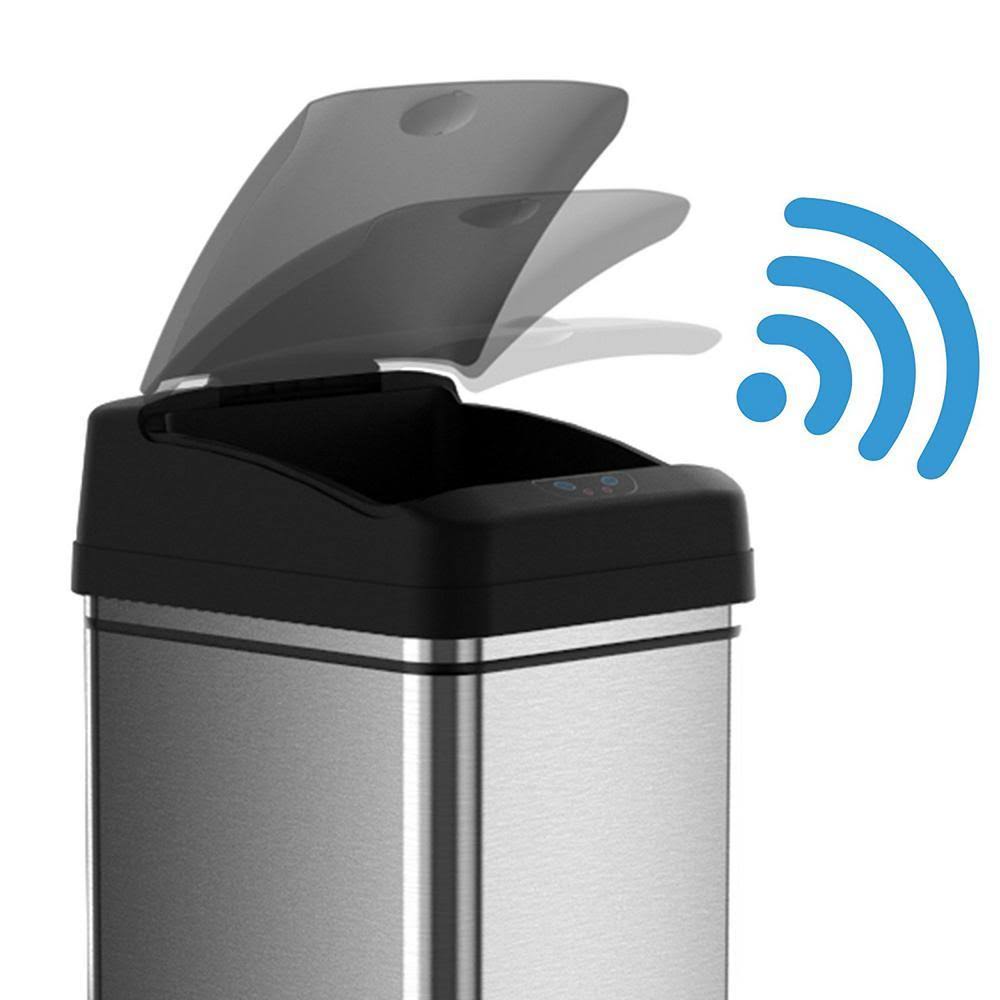13 Gallon and 2.5 Gallon Stainless Steel Sensor Trash Cans Set of 2 E678721