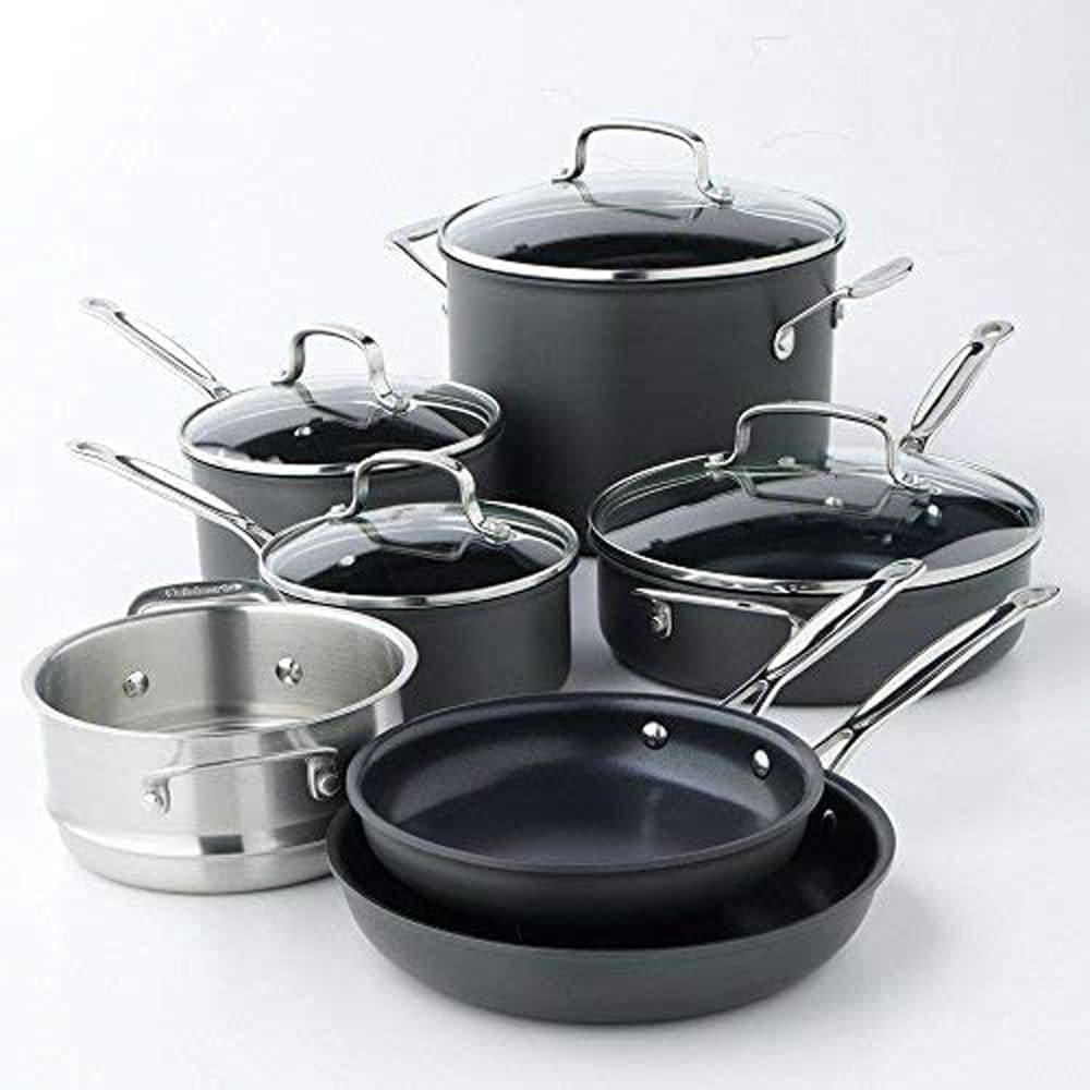 11-Piece Nonstick Hard-Anodized Cookware Set with 12 Piece Ceramic Coated Cutlery Set G6143