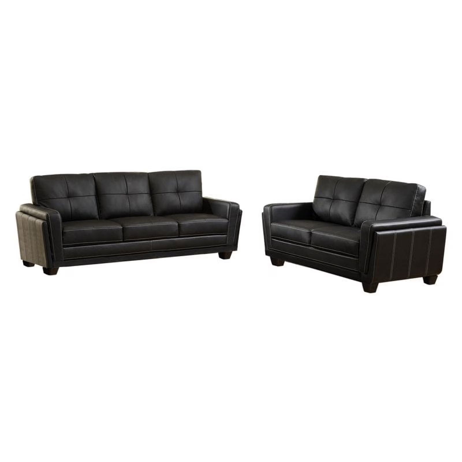 Black Faux Leather 2-Piece Sofa and Loveseat Set L562012
