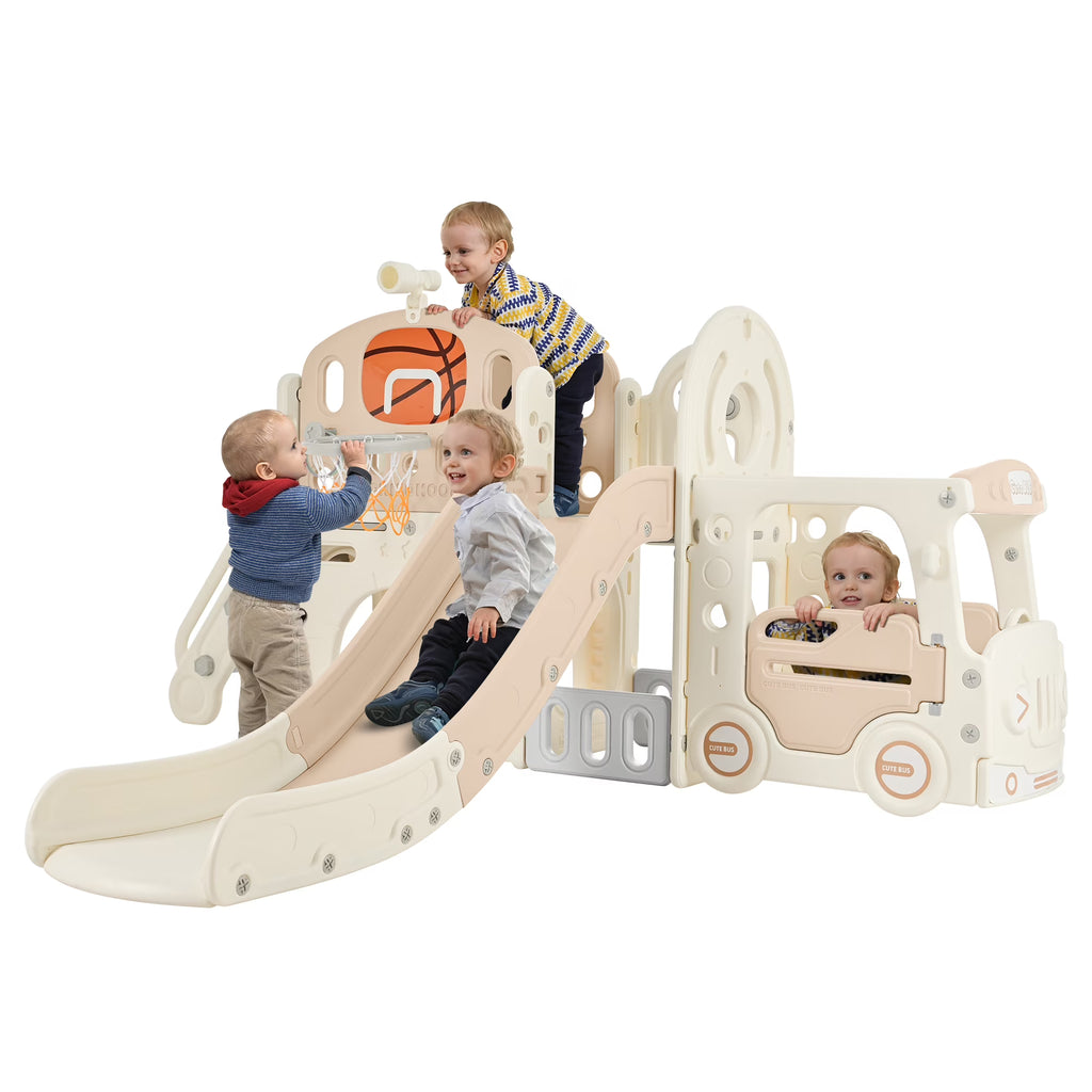 9 in 1 Kids Slide Playset with Basketball Hoop P82268