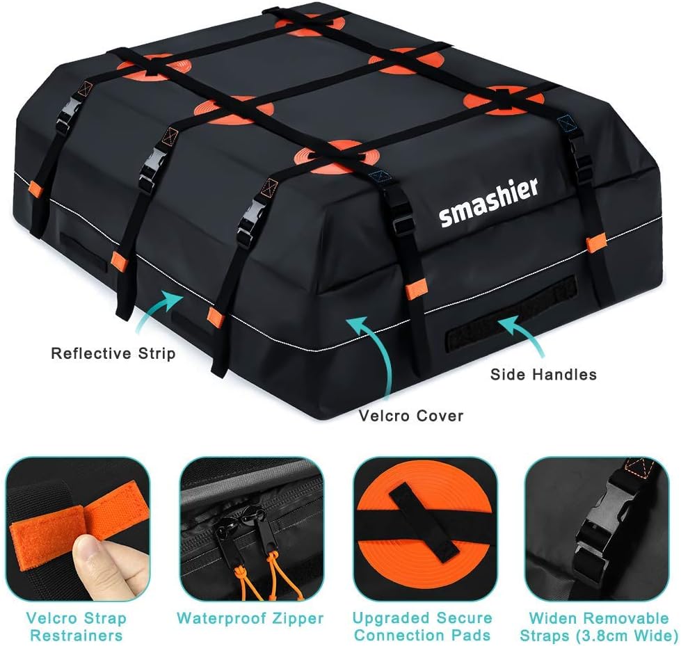 16 Cubic Feet Waterproof Nylon Roof Cargo Carrier Bag O72565