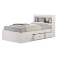 Twin-size Captain Bed with 3-Drawers and Headboard White U819