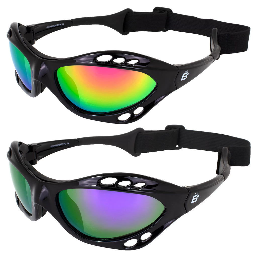 Black Padded Polarized Sunglasses with Strap Q71579