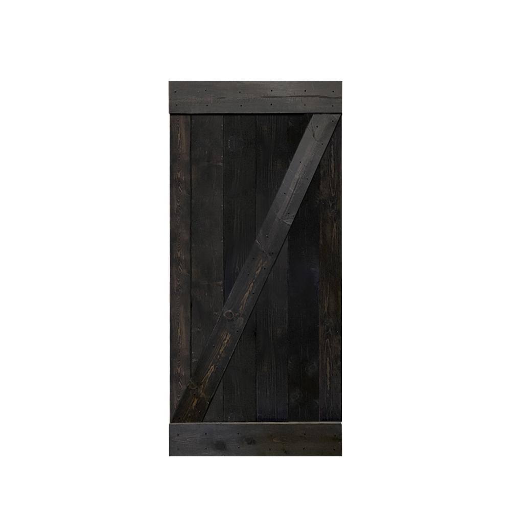 Charcoal Black Solid Knotty Pine Wood Interior Sliding Barn Door Slab T1312