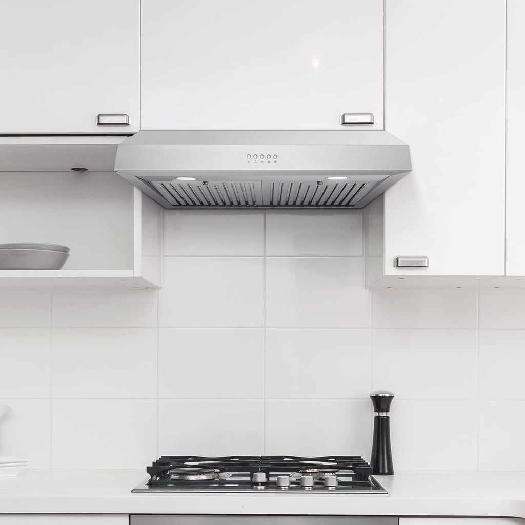 30 in. Under Cabinet Range Hood Ductless Convertible Duct with 3-Speed Fan and LED Lights in Stainless Steel G286466