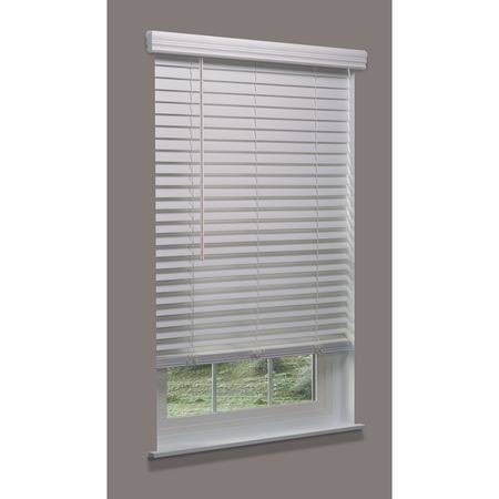 Cordless Faux Wood Blind, White, 21x22w x 48 Y76967