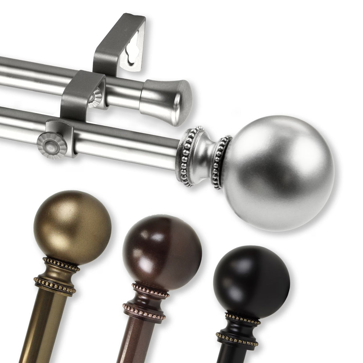 Black Double Curtain Rod, 28-48 in. B661