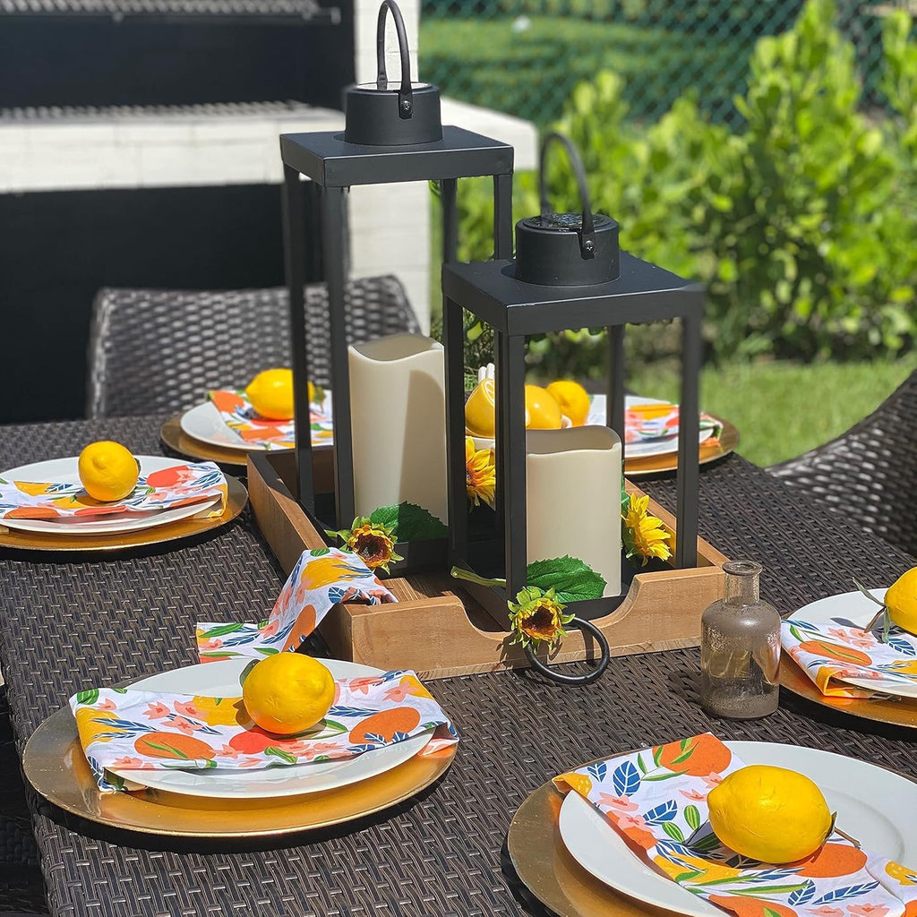 Large Outdoor Lantern with Solar Candle, 18 Inch Tall, Matte Black Metal Frame, Waterproof Flameless Pillar Candle O860205