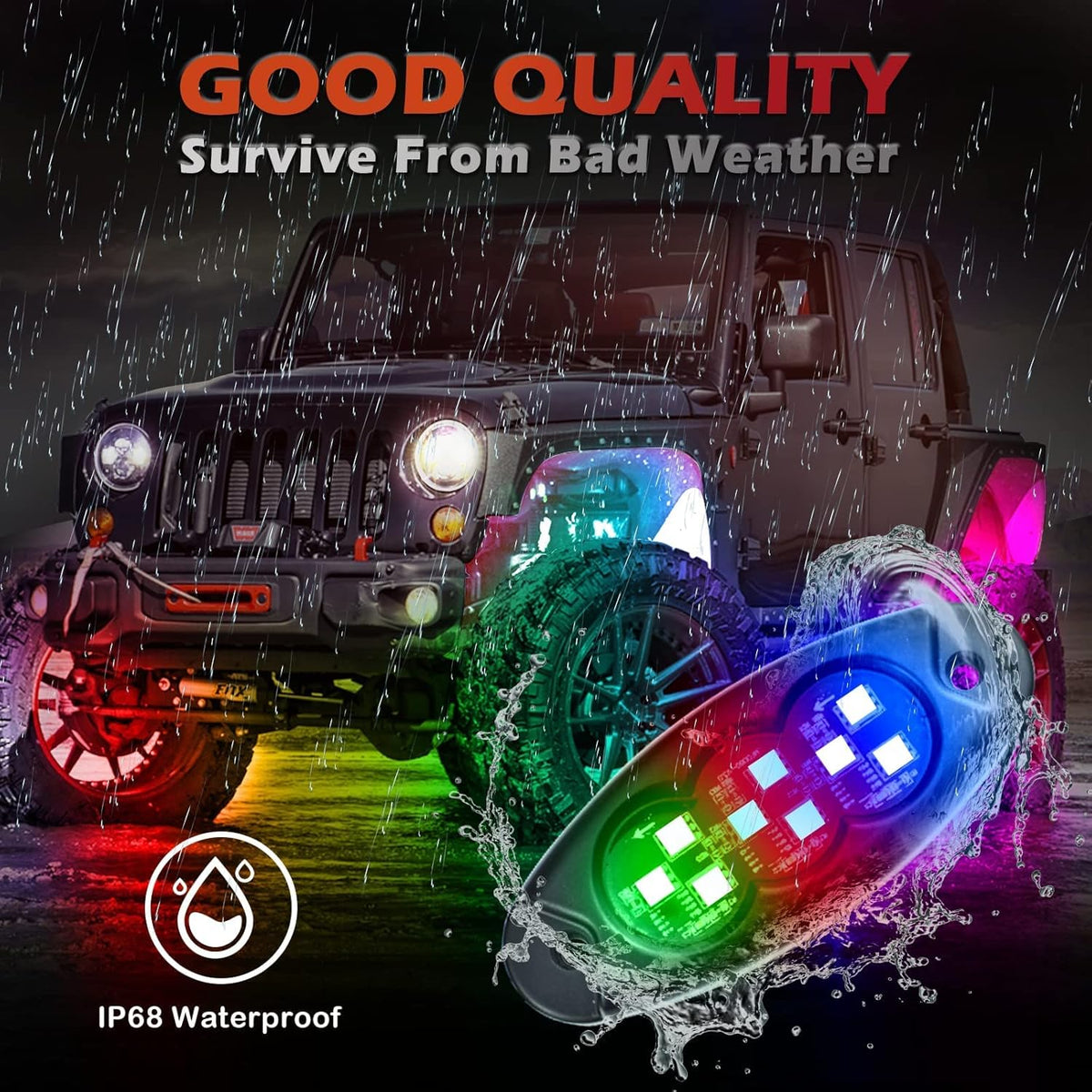 10 Pods RGB Rock Lights for Trucks SUV ATV UTV Off Road, Waterproof IP68 G5252