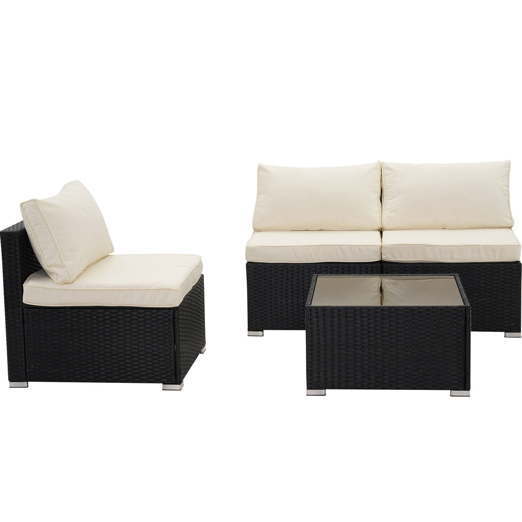 Blue Rattan Patio Sofa Sectional Set W939