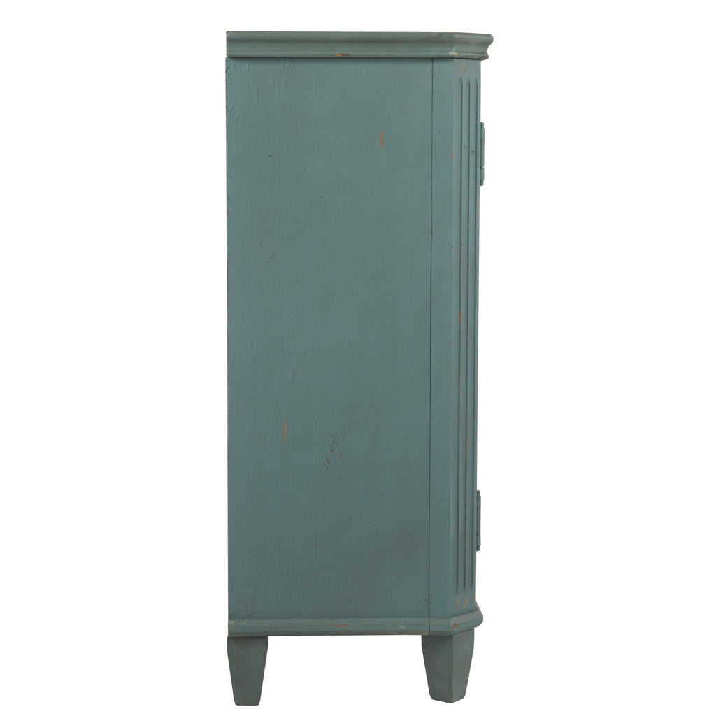 Antique Teal Door Accent Cabinet R903