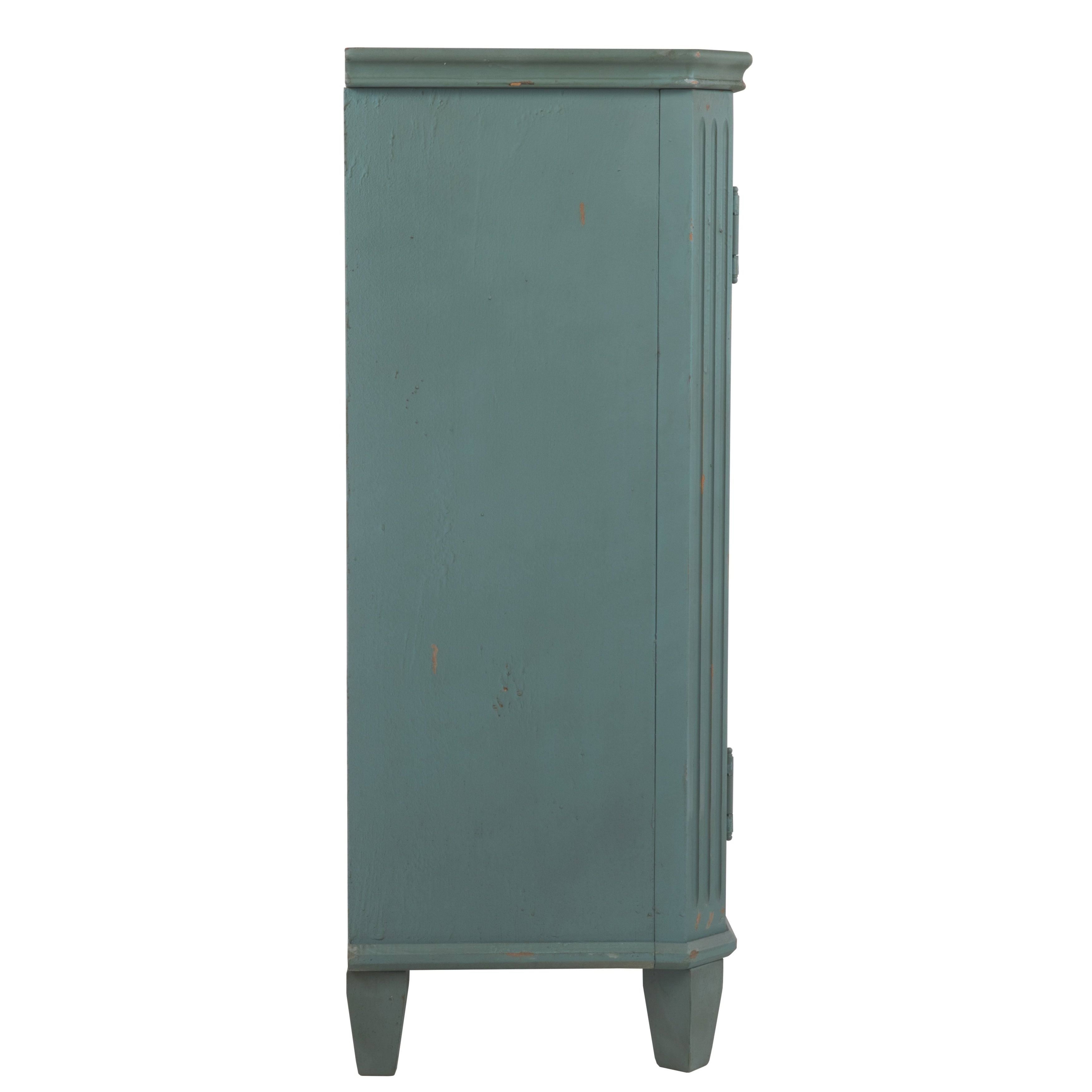 Antique Teal Door Accent Cabinet R903