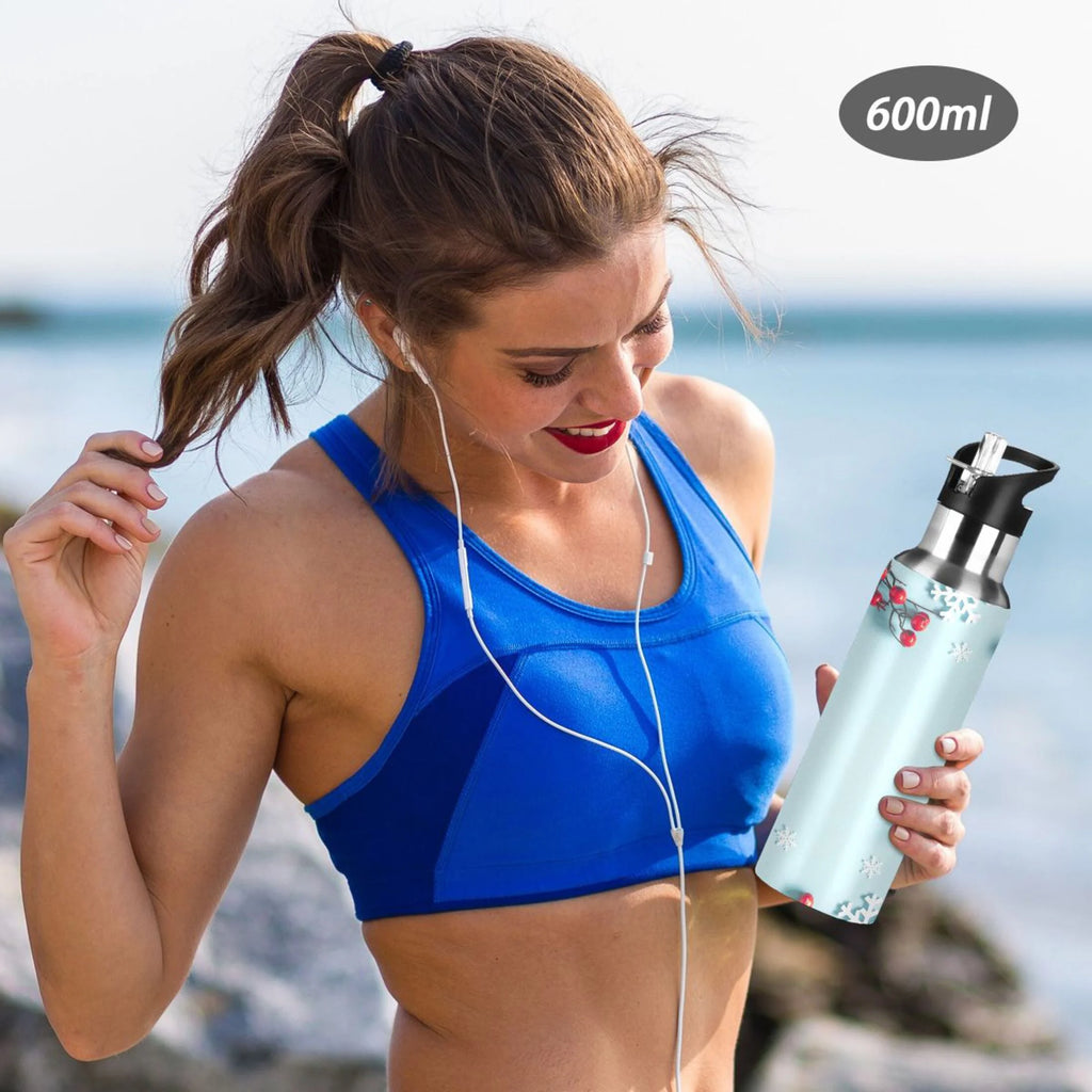 Stainless Steel Insulated Thermos Vacuum Flask Water Bottle with Straw Lid W8276