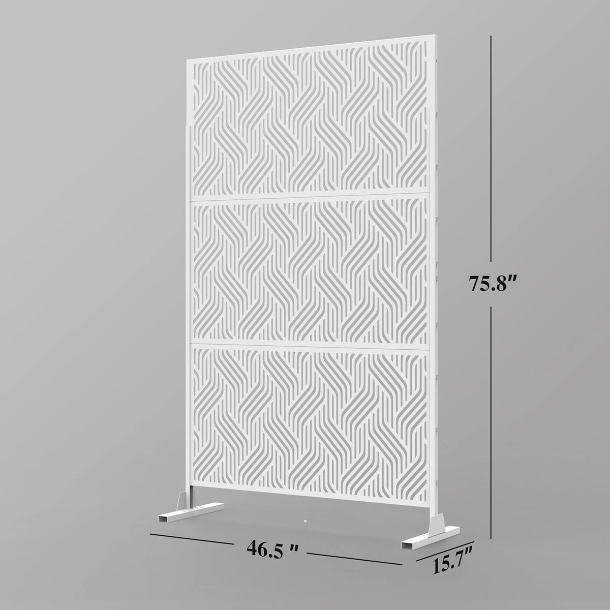 White Freestanding Metal Privacy Screen B308940