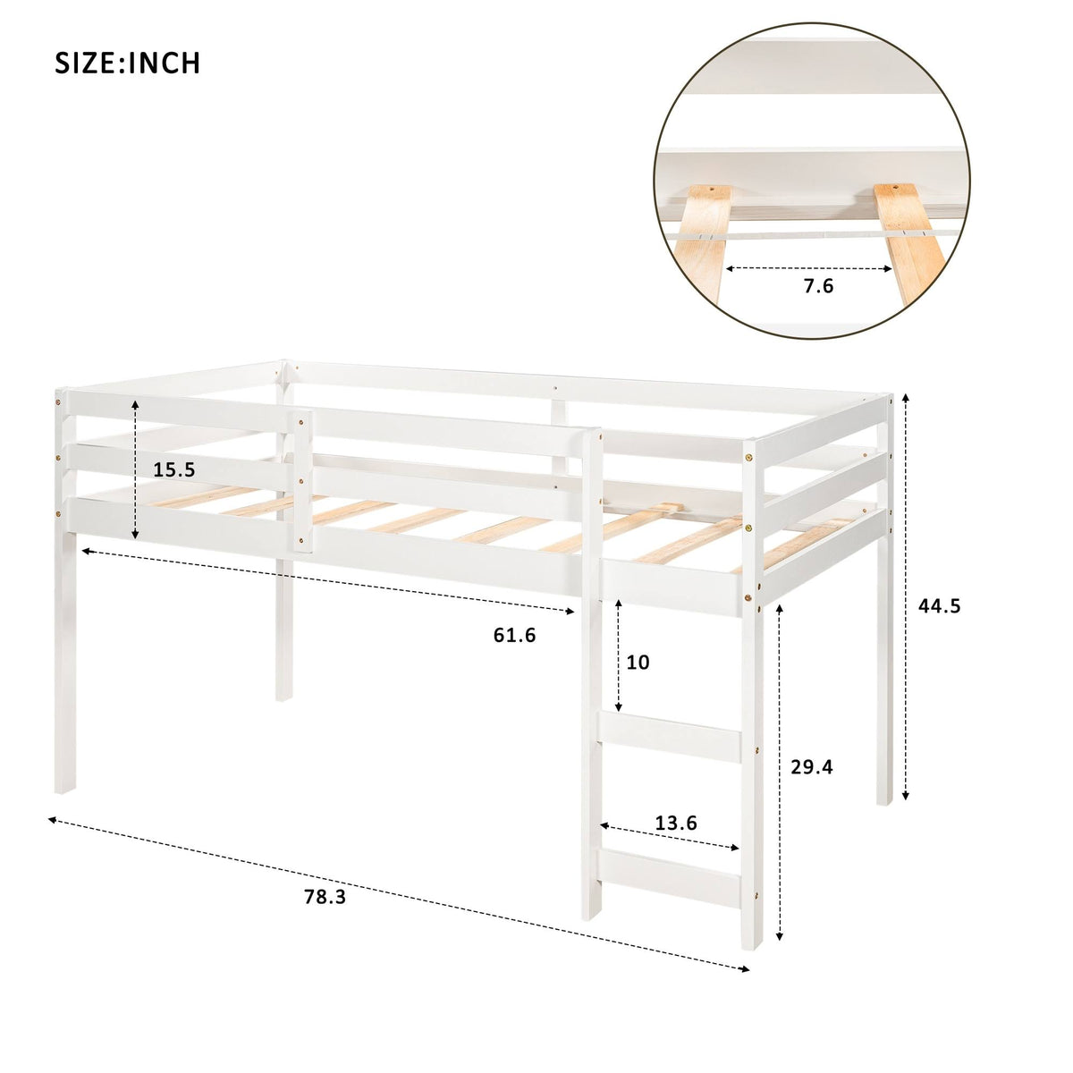 Twin Loft Bed with Cabinet and Rolling F3880