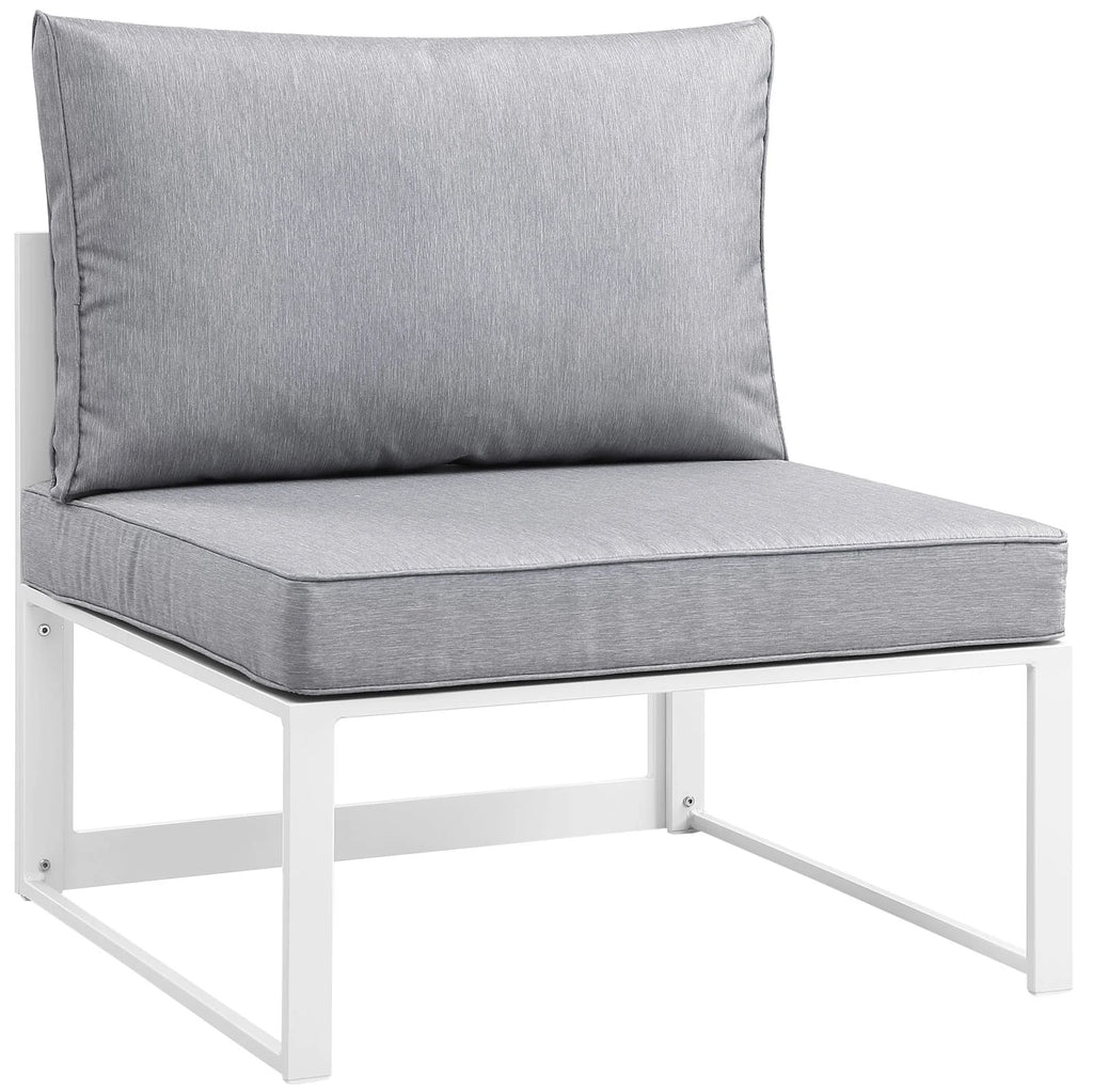 White Grey Fabric Outdoor Patio Sectional Sofa Set R428242