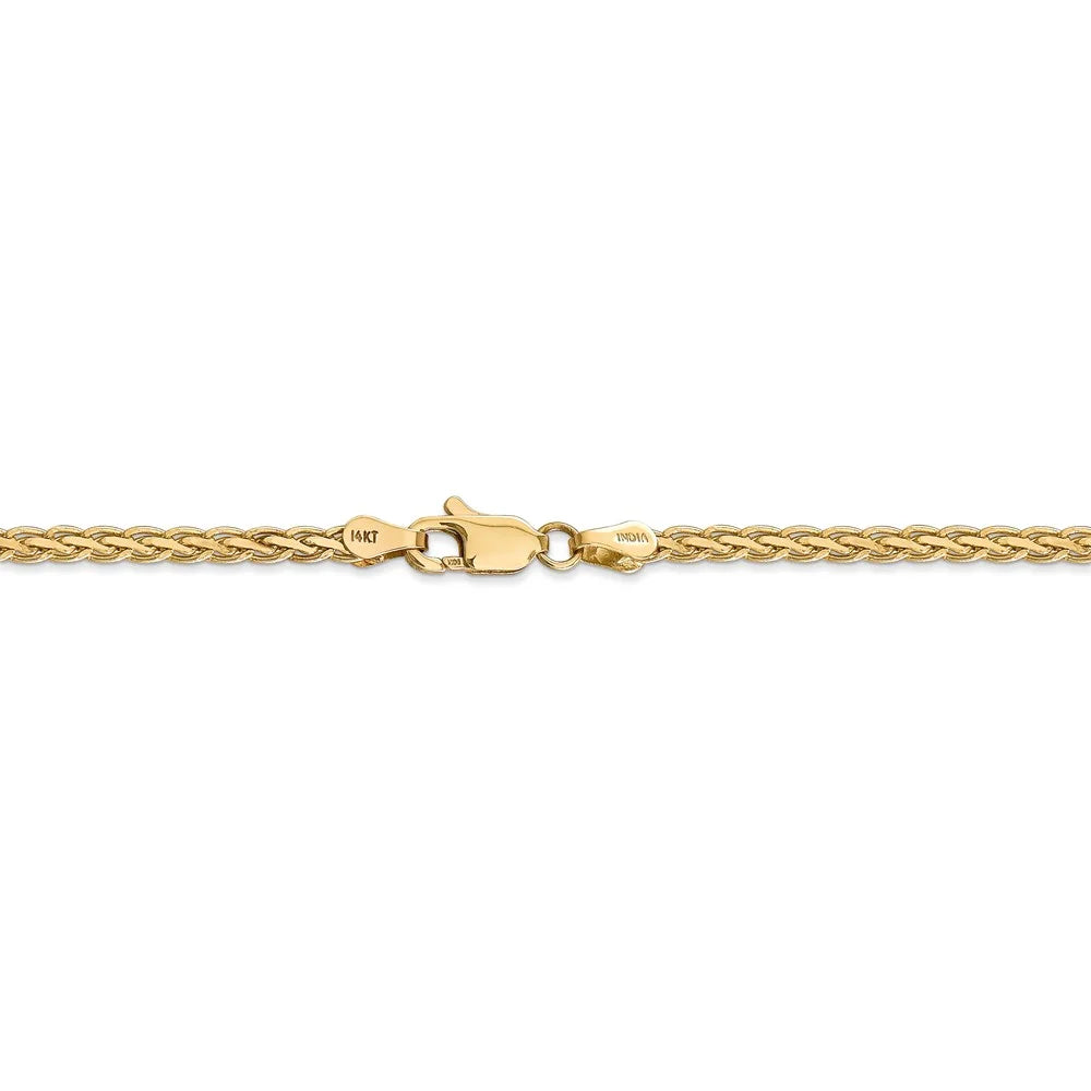 14kt Yellow Gold 3mm Flat Wheat Chain 16 inch Lobster Clasp P231