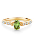 10K Yellow Gold Green Peridot and White Lab Grown Diamond Engagement Ring B127888