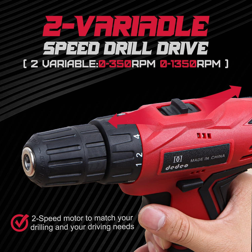 16.8V Cordless Hammer Drill Tool Kit with 2PCS Battery and Charger Q13898