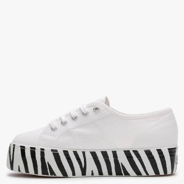 White Canvas Flatform Trainers E1881