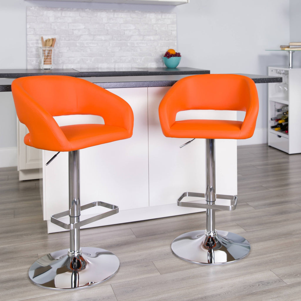 Chrome Base Adjustable Height Bar Stool (Grey Fabric) I5407